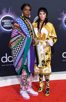 Musician Big Freedia and singer Kesha (R) arrive for the 47th annual American Music Awards at the Microsoft Theater in Los Angeles on Sunday, November 24, 2019.  LAP20191124043 JIMxRUYMEN