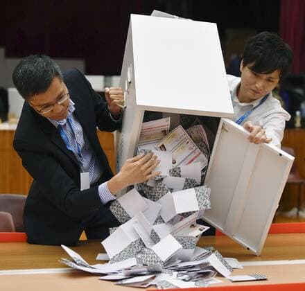 Bilder des Jahres 2019, News 11 November News Themen der Woche News Bilder des Tages Hong Kong district council elections Vote counting is under way in Hong Kong s district council elections on Nov. 24, 2019. 
