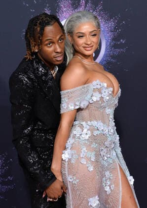 (L-R) Rapper Rich The Kid and Tori Brixx arrive for the 47th annual American Music Awards at the Microsoft Theater in Los Angeles on Sunday, November 24, 2019.  LAP20191124235 JIMxRUYMEN