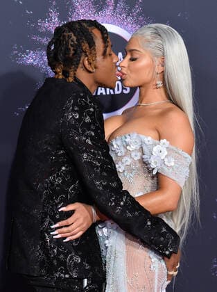 (L-R) Rapper Rich The Kid and Tori Brixx arrive for the 47th annual American Music Awards at the Microsoft Theater in Los Angeles on Sunday, November 24, 2019.  LAP20191124237 JIMxRUYMEN