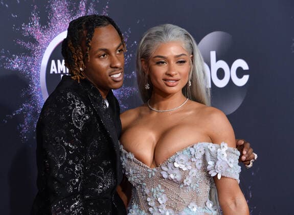 (L-R) Rapper Rich The Kid and Tori Brixx arrive for the 47th annual American Music Awards at the Microsoft Theater in Los Angeles on Sunday, November 24, 2019.  LAP20191124239 JIMxRUYMEN
