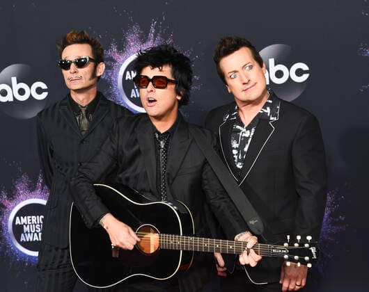 LOS ANGELES, CA - NOVEMBER 24: (L-R) Mike Dirnt, Billie Joe Armstrong, and Tre Cool of Green Day attend the 2019 American Music Awards at Microsoft Theater on November 24, 2019 in Los Angeles, California. Photo: imageSPACE MediaPunch Copyright: ximageSPACEx