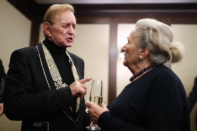 MOSCOW, RUSSIA - NOVEMBER 25, 2019: Theatre director Roman Viktyuk (L) at the 24th Stanislavsky award ceremony at the Baltschug Keminski Hotel. Sergei Bobylev TASS  TS0C4A5B