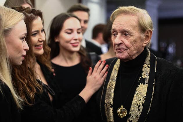MOSCOW, RUSSIA - NOVEMBER 25, 2019: Theatre director Roman Viktyuk (R) at the 24th Stanislavsky award ceremony at the Baltschug Keminski Hotel. Sergei Bobylev TASS  TS0C4A62