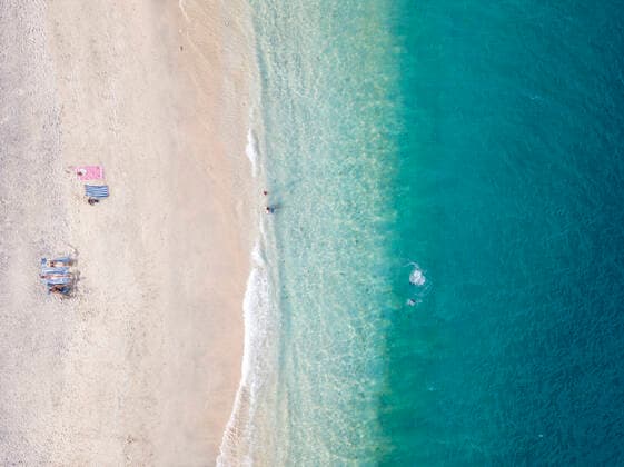 Drone shot of beach at Gili-Air Island, Bali, Indonesia  KNTF03508