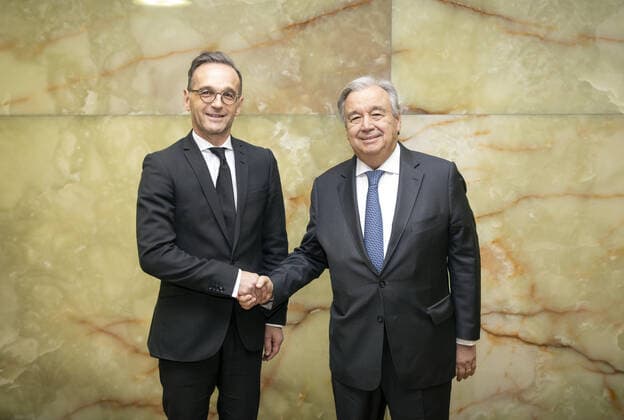 Bundesaussenminister Heiko Maas, SPD, trifft den Generalsekretaer der Vereinten Nationen, Antonio Guterres, im Auswaertigen Amt. 26.11.2019 Berlin Deutschland *** Federal Foreign Minister Heiko Maas, SPD, meets the Secretary-General of the United Nations, Antonio Guterres, at the Foreign Office 26 11 2019 Berlin Germany Copyright: xThomasxKoehler photothek.netx