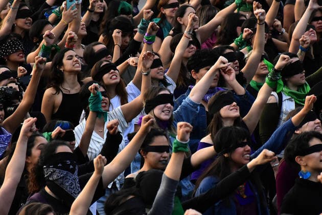 International Day for the Elimination of Violence in Mexico MEXICO CITY, MEXICO - NOVEMBER 29: Hundreds of demonstrators take part during a protest against femicide and violence as part of International Day for the Elimination of Violence, The protests, organized by feminist associations green tide and groups carry a demonstration called Intervention: A Violator in your Way On average, ten women are murdered in Mexico each day, making it one o‹f the most violent countries for women in the world. at Zocalo on November 29, 2019 in Mexico City,Mexico  Copyright: xCarlosxTischlerx EYE_0014