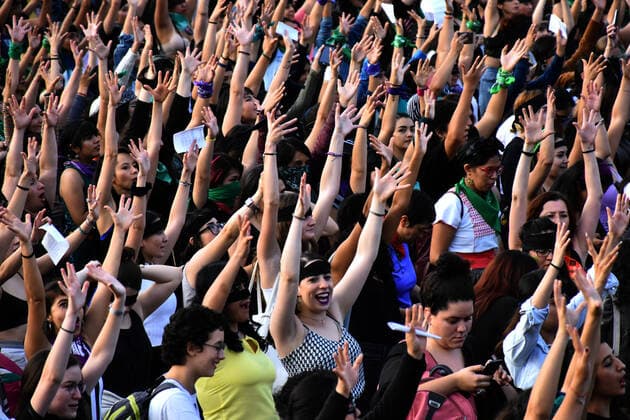 International Day for the Elimination of Violence in Mexico MEXICO CITY, MEXICO - NOVEMBER 29: Hundreds of demonstrators take part during a protest against femicide and violence as part of International Day for the Elimination of Violence, The protests, organized by feminist associations green tide and groups carry a demonstration called Intervention: A Violator in your Way On average, ten women are murdered in Mexico each day, making it one o‹f the most violent countries for women in the world. at Zocalo on November 29, 2019 in Mexico City,Mexico  Copyright: xCarlosxTischlerx EYE_9561