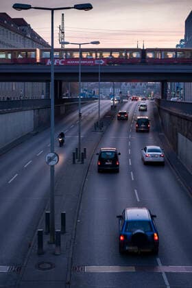 Alextunnel Germany, Berlin, 22 11 2019, tunnel exit Otto Braun Straße, S railway bridge,