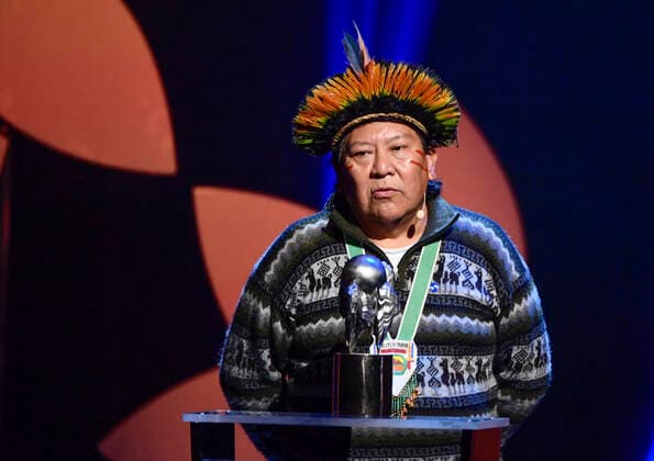 Davi Kopenawa, Hutukara Yanomami Association, Brazil receives the 2019 Right Livelihood Award at Cirkus, in Stockholm , Sweden on Dec 04, 2019 STOCKHOLM SWEDEN x11720x,  Copyright: xErikxSimander TTx SWEDEN RIGHT LIVELIHOOD AWARD
