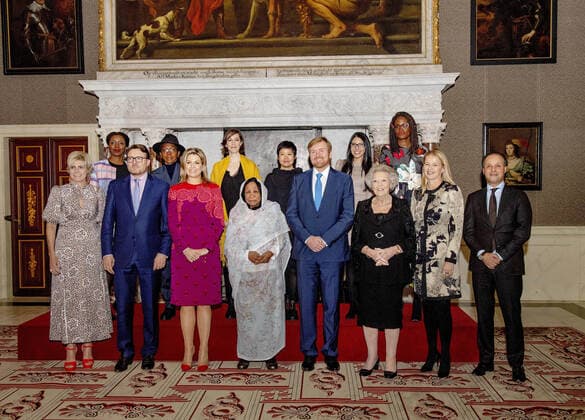 04-12-2019 Award Queen Maxima and King Willem-Alexander and Princess Mabel and Princess Beatrix and Prince Constantijn and Princess Laurentien and Ila Kasem and de heer M. de Rivero during the Prince Claus award 2019 in Amsterdam on your ftp Artist Kamala Ibrahim Ishag from Sudan received the award.  Copyright: xPPEx