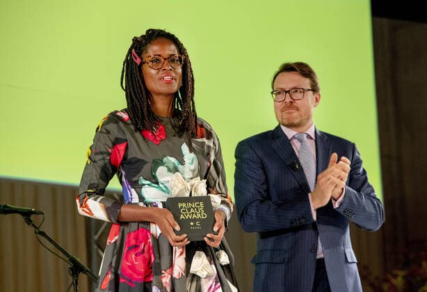 04-12-2019 Award Prince Constantijn with Mariam Kamara (Niamey, Niger 1979) during the Prince Claus award 2019 in Amsterdam.  Copyright: xPPEx