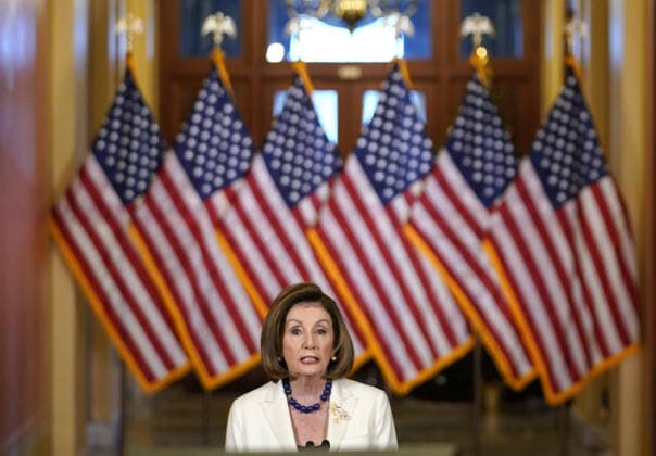 Bilder des Jahres 2019, News 12 Dezember News Bilder des Tages Speaker of the House Nancy Pelosi announces that the House will continue with articles of impeachment against President Donald Trump, on Capitol Hill in Washington, DC on December 5, 2019.  WAP20191205304 KEVINxDIETSCH