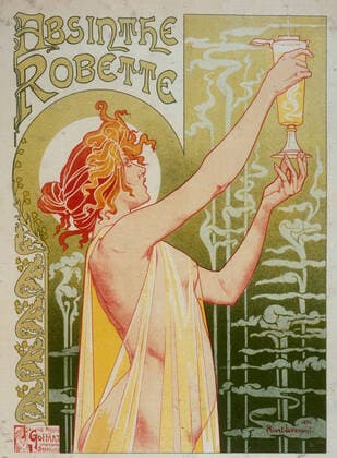 Absinthe Affiche de 1896 pour l absinthe Robette. Lithographie de Privat Livemont (1861-1936) . Credit: Collection Grob Kharbine-Tapabor. *** Absinthe Poster of 1896 for the absinthe Robette Lithographie by Privat Livemont 1861 1936 Credit Collection Grob Kharbine Tapabor  KH27301