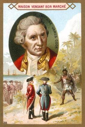 COOK James Biography The British explorer and navigator James COOK 1728 1779 during an expedition to New Zealand Discovery of New Zealand in the 18th century Advertising Chromo late 19 s Credit Kharbine Tapabor  KH27422