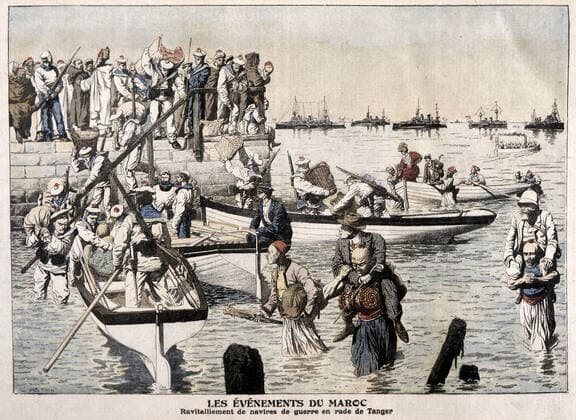 Morocco Moroccos events Supply of warships in Tangier harbour Illustration of the Petit Journal of December 1906 Credit Collection KHARBINE TAPABOR  KH3488