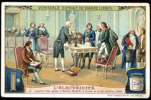 VOLTA La pile de VOLTA presentee a Napoleon Bonaparte en 1800. Credit: Collection KHARBINE-TAPABOR. *** VOLTA The pile of VOLTA presented to Napoleon Bonaparte in 1800 Credit Collection KHARBINE TAPABOR  KH36704