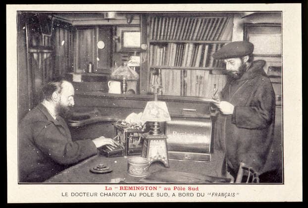 Commander Charcot The Remington typewriter at the South Pole used by Commander Charcot on board the Frenchman on his first trip to Antarctica between 1903 and 1905  KH41653