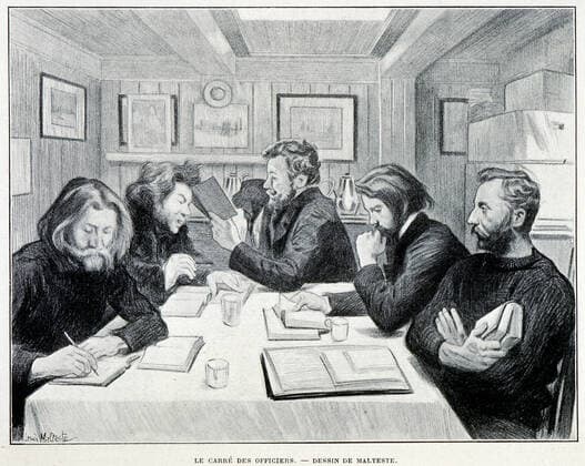 DE GERLACHE Le carre des officiers, illustration by Louis MALTESTE 1862 1928 ipour 15 months in Antarctica by Adrien de GERLACHE 1866 1934 included in Le Tour du Monde de 1901 Credit Collection KHARBINE TAPABOR  KH51485