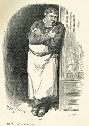 ZOLA E. Oeuvre Quenu le charcutier Personnage du Ventre de Paris (Les Rougon-Macquart), 1906, par Emile ZOLA (1840-1902). Illustration d Andre GILL (1840-1885). Credit : Coll. Jonas KHARBINE-TAPABOR *** ZOLA E Oeuvre Quenu le charcutier Personnage du Ventre de Paris Les Rougon Macquart, 1906, by Emile ZOLA 1840 1902 Illustration by Andre GILL 1840 1885 Credit Coll Jonas KHARBINE TAPABOR  KH65497