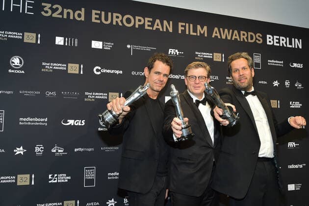EFA 2019 award ceremony Tom Tykwer, Achim von Borries, Henk Handloegten Winner of the EFA 32 European Film Award 2019 at the Haus der der Berliner Festspiele in Berlin on 07 12 2019 PPM