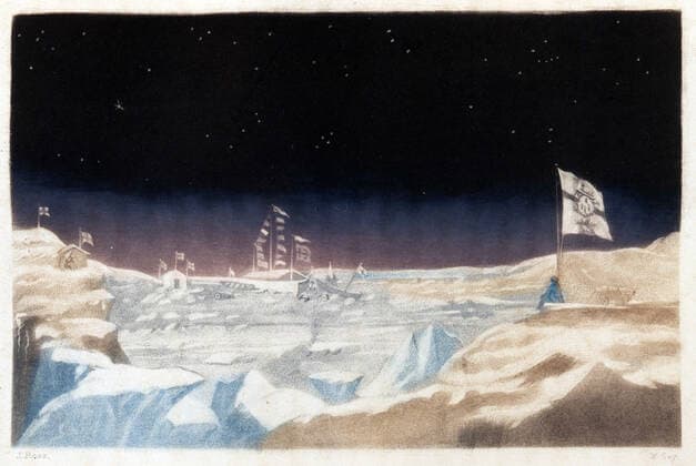 Pole Nord Felix Harbour : campement de l expedition Ross. Illustration tiree de l ouvrage de John ROSS (1777-1856) Narrative of a 2nd voyage... North-East passage , publie en 1835 (19eme, XIXe, 19e s.). Ouvrage conserve aux Archives et Bibliotheque de la Marine, a Vincennes. Credit : collection JEAN VIGNE Kharbine-Tapabor. *** North Pole Felix Harbour Ross Illustration expedition camp from John ROSS 1777 1856 Narrative of a 2nd voyage North East passage, published in 1835 19th, 19th, 19th century, 19th century, kept in the Archives and Library of the Navy, in Vincennes Credit collection JEAN VIGNE Kharbine Tapabor  KH120458