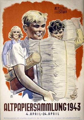Second World War German poster to encourage children to recycle waste paper edited during the Second World War by the Nazi NSDAP party in 1943 Credit Collection JEAN VIGNE KHARBINE TAPABOR  KH122665
