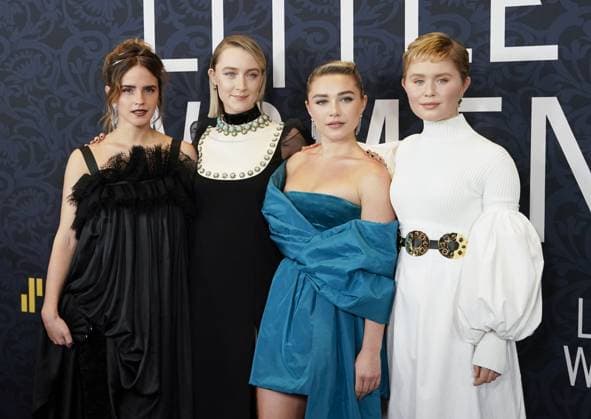 Emma Watson, Saoirse Ronan, Florence Pugh and Eliza Scanlen arrive on the red carpet the Little Women World Premiere at Museum of Modern Art on December 07, 2019 in New York City.  NYP20191207110 JOHNxANGELILLO