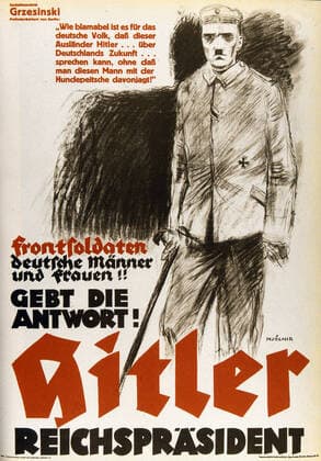 GERMANY 1932 election poster by the Nazi party in favour of Adolf HITLER 1889 1945 and intended for veterans Montee fascisms between the two wars Credit Coll JeanVigne KHARBINE TAPABOR  KH125058