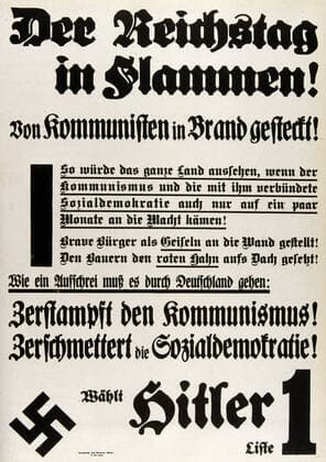 GERMANY 1933 1933 Nazi electoral poster on the theme of the Reichstag fire by the communists Credit Coll JeanVigne KHARBINE TAPABOR  KH125060