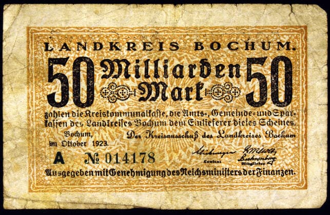 INFLATION German 1923 banknote of 50 billion marks Credit Jean Vigne KHARBINE TAPABOR  KH129468