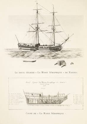 SLAVAGE Le Brick negrier La Marie Seraphique de Nantes general view and engraving section around 1775 18th, 18th, 18th century Credit Migny KHARBINE TAPABOR  KH146724
