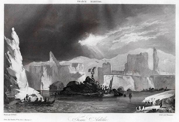 TERRE ADELIE Prise de possession de la Terre Adelie par DUMONT d BRETON (1818-1866) pour La France maritime d Amedee GREHAN (1812-1889). Credit : Coll. Jonas KHARBINE-TAPABOR. *** ADELIE LAND Taking possession of Adelie Land by DUMONT d BRETON 1818 1866 for La France maritime d Amedee GREHAN 1812 1889 Credit Coll Jonas KHARBINE TAPABOR  KH152594