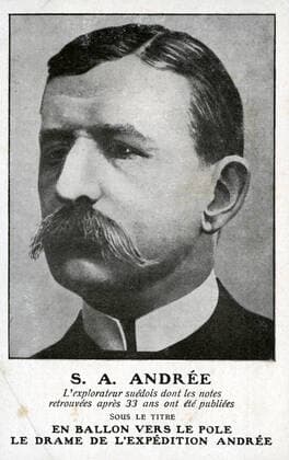 Salomon August ANDREE Salomon August ANDREE Salomon August ANDREE 1854 1897 By balloon to the poles Drama of the Andre expedition Anonymous photography for an advertising postcard around 1890 Credit Collection IM KHARBINE TAPABOR  KH156102