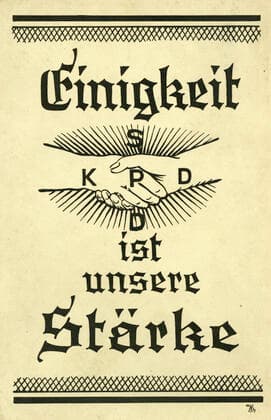 GERMANY in the 1920s Concord is our handshake strength between the SPD German Socialist Party and the KPD Communist Party Anonymous illustration for a postcard around 1920 Credit Collection IM KHARBINE TAPABOR  KH176524