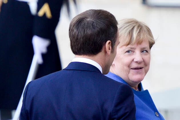 Emmanuel Macron - president de la Republique et Angela MERKEL - Chanceliere de la Republique federale d Allemagne NEWS : Sommet Format Normandie - 09 12 2019 JBAutissier Panoramic 