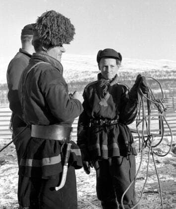 LAPONIE Transhumance of reindeer in KAITUM in LAPONIE Photograph by Roger PERRIN, 1955 Credit Photo PERRIN KHARBINE TAPABOR  KH99725