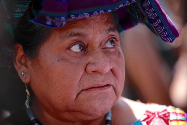 Nobel Peace Prize Rigoberta Menchu participates during a demonstration to commemorate they Human Rights Day, at the Plaza Italia, popularly renamed Dignity Square, in Santiago, Chile, 10 December 2019. Protest to commemorate Human Rights Day in Santiago !ACHTUNG: NUR REDAKTIONELLE NUTZUNG!  Copyright: xAlbertoxValdesx AME4666 20191210-637115970180429570
