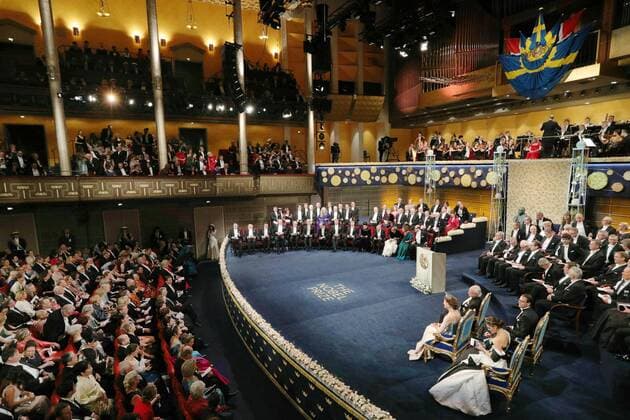 Nobel Prize award ceremony The Nobel Prize award ceremony is held at the Stockholm Concert Hall in the Swedish capital on Dec. 10, 2019. (Pool photo) 