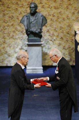 Japanese scientist Yoshino wins Nobel Prize Japanese scientist Akira Yoshino (L) accepts the Nobel Prize in chemistry from Swedish King Carl XVI Gustaf during a ceremony at Stockholm Concert Hall in the Swedish capital on Dec. 10, 2019. 