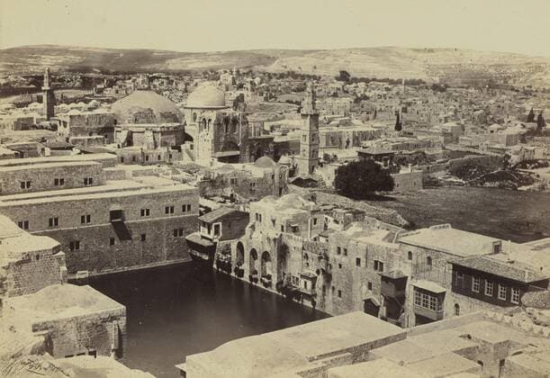 The Pool of Hezekiah. Jerusalem, Francis Frith (English, 1822 - 1898), Jerusalem, Palestine, January - May 1858, Albumen silver print, 16 x 23 cm (6 5 16 x 9 1 16 in.)  Copyright Artokoloro LCD3_191706_06294