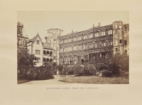 Heidelberg Castle, from the Courtyard, Francis Frith (English, 1822 - 1898), Heidelberg, Baden-Württemberg, Germany, about 1864, Tinted albumen silver print, 11.4 x 17.3 cm (4 1 2 x 6 13 16 in.)  Copyright Artokoloro LCD3_191706_19606