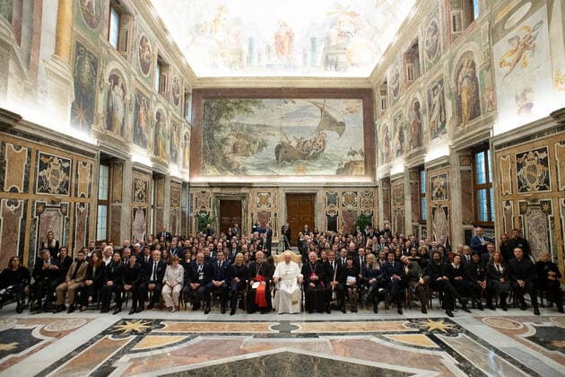 NO FRANCE - NO SWITZERLAND: December 13,2019 : Pope Francis receives in audience the Organizers and artists of the Christmas Concert in the Vatican EDITORIAL USE ONLY. NOT FOR SALE FOR MARKETING OR ADVERTISING CAMPAIGNS.  Copyright: xÂ©VaticanxMedia CPPx xIPAx xCatholicxPressxPhotox