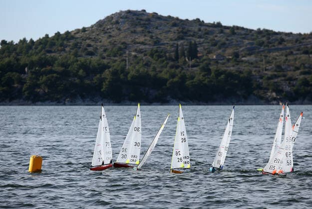 Regatta of radio-controlled sailboats - Sibenik, Croatia 15.12.2019., Sibenik, Croatia - The 24th regatta of radio-controlled sailboats finally started on the Sibenik waterfront in front of the cannons, which was delayed because there was no wind.  DuskoxJaramaz PIXSELL