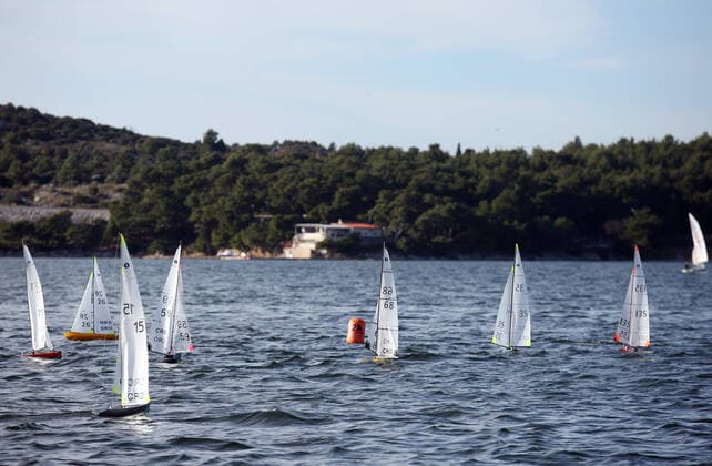 Regatta of radio-controlled sailboats - Sibenik, Croatia 15.12.2019., Sibenik, Croatia - The 24th regatta of radio-controlled sailboats finally started on the Sibenik waterfront in front of the cannons, which was delayed because there was no wind.  DuskoxJaramaz PIXSELL