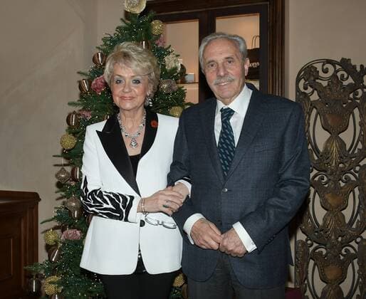 Milan, Italy AMAL event with Silvana Giacobini presenting her book, Daniela Cuzzolin Oberosler career award during the Christmas greetings cocktail In the photo: Daniela Javarone President of the Milanese Association Amici della Lirica, Mario Girardi husband  Copyright: xNickxZonnax xIPAx xNickxZonnax