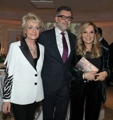 Milan, Italy AMAL event with Silvana Giacobini presenting her book, Daniela Cuzzolin Oberosler career award during the Christmas greetings cocktail In the photo: Daniela Javarone President of the Milan Association Amici della Lirica, Gian Luaca Bauzzano, Silvana Giacobini  Copyright: xNickxZonnax xIPAx xNickxZonnax