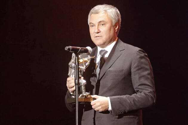 MOSCOW, RUSSIA - DECEMBER 18, 2019: Russian State Duma Chairman Vyyacheslav Volodin, the winner of the Social Activism prize, during a ceremony to present the 18th Fiddler on the Roof awards of the Federation of Jewish Communities of Russia at the State Kremlin Palace. First introduced in 2001, the annual Fiddler on the Roof awards celebrate notable contributions into the development of Russia s Jewish community in public activities, arts and culture. Mikhail Japaridze TASS  TS0C7CFB
