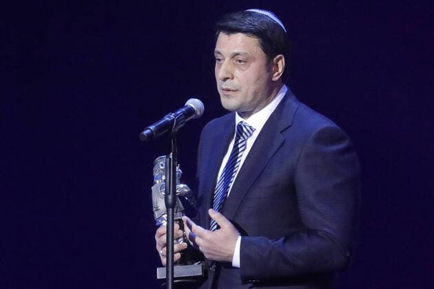 MOSCOW, RUSSIA - DECEMBER 18, 2019: The president of the STMEGI Regional Public Charitable Foundation of Mountain Jews, Sadovod market deputy general director German Zakharyayev, the winner of the Public Activities prize, during a ceremony to present the 18th Fiddler on the Roof awards of the Federation of Jewish Communities of Russia at the State Kremlin Palace. First introduced in 2001, the annual Fiddler on the Roof awards celebrate notable contributions into the development of Russia s Jewish community in public activities, arts and culture. Mikhail Japaridze TASS  TS0C7D46