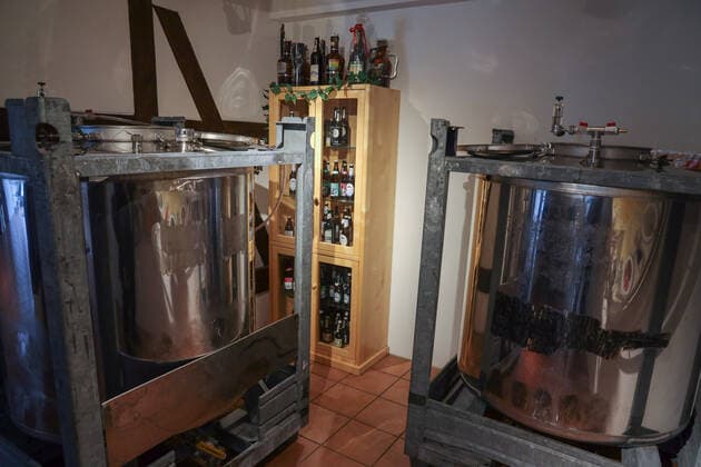 DEU, Germany, North Rhine-Westphalia, Nieheim, 27 09 2019 Westphalia Culinarium, complex of four museums, opened in 2006, these are located in six former farm houses The five Westphalian staple foods bread, cheese, ham, beer and schnapps are vividly presented The building was funded by the European Regional Development Fund (ERDF) Westphalian Beer Museum